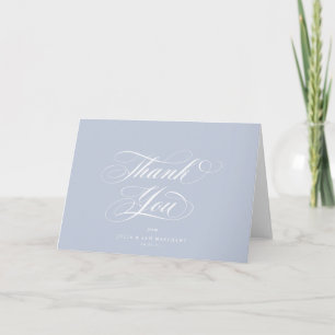 Soft Blue Elegant Script Blank Wedding Thank You Card