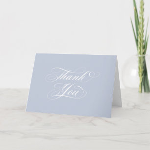 Soft Blue Elegant Script Graduation Photo+Message Thank You Card