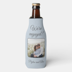 Soft Blue Engagement Party Photo We're Engaged Bottle Cooler