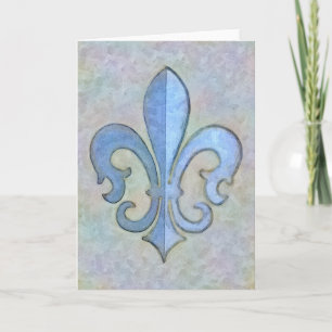 Soft Blue Fleur De Lis Card