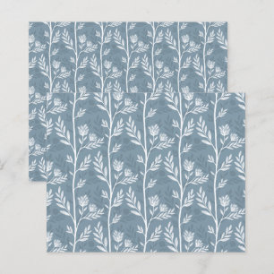 Soft Blue Floral Garden Stems Scrapbook Paper