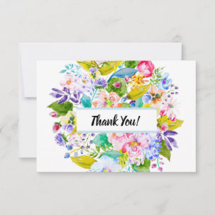 Soft Blue Floral Romantic Wedding Thank You Card