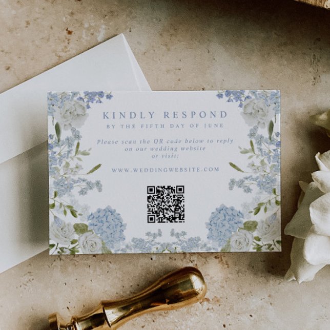 Soft Blue Floral Wedding RSVP Card (Creator Uploaded)