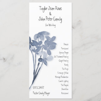 Soft Blue Flower Wedding Program Programme