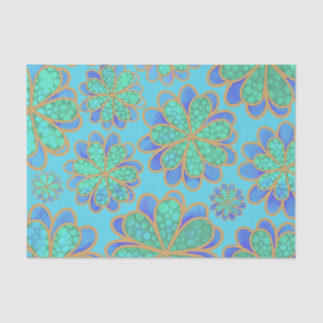 Soft Blue Flowers Floating in a Sea  Tissue Paper (Front)