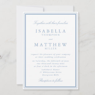Soft Blue Frame Wedding Invitation