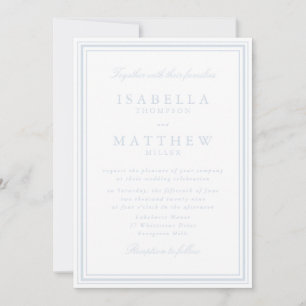 Soft Blue Frame Wedding Invitation