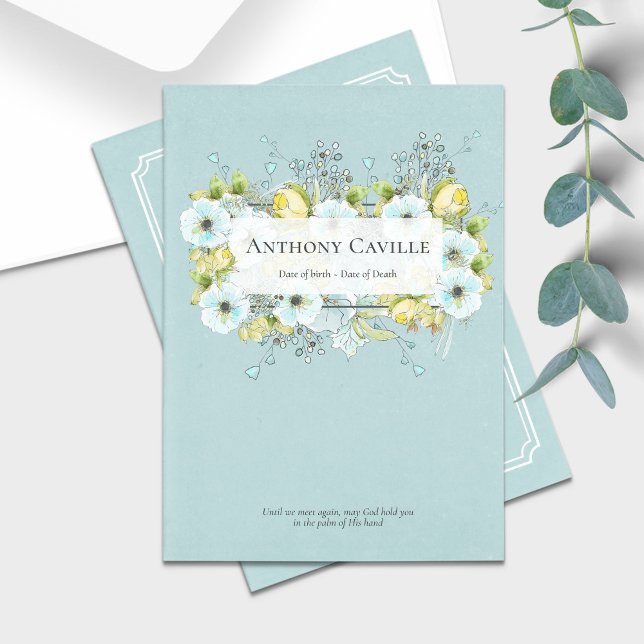 Soft Blue Funeral Program - Funeral Order Service Card (Funeral Program Funeral Order of Service)