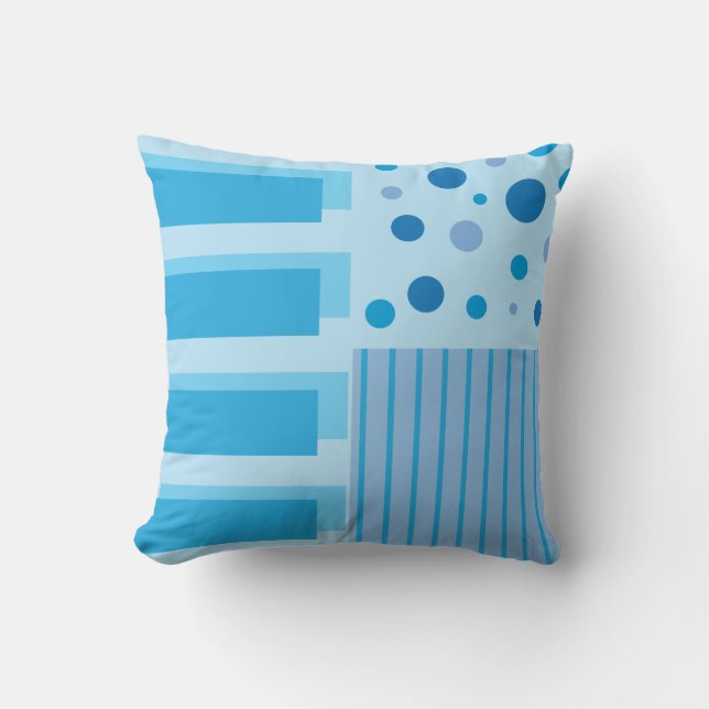 Soft Blue Geometric Patterns Cushion (Front)