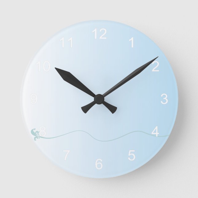 Soft Blue Gradient Round Clock (Front)