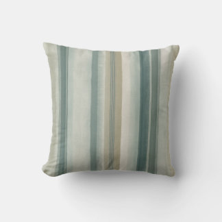 Soft Blue Green Light Teal Beige Weathered Stripe Cushion