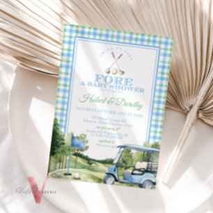 Soft Blue Green PAR-TEE Golf Baby Shower Invite