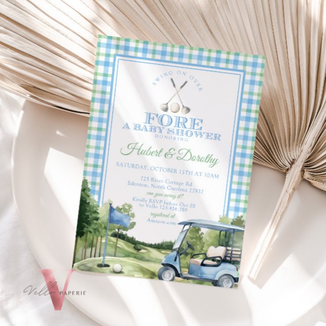 Soft Blue Green PAR-TEE Golf Baby Shower Invite (Creator Uploaded)