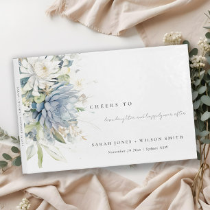 Soft Blue Green Succulent Floral Botanical Wedding Guest Book