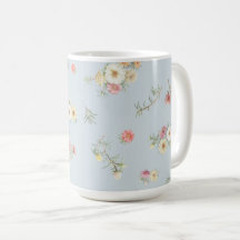 Soft Blue Grey Moss Rose Watercolor Floral