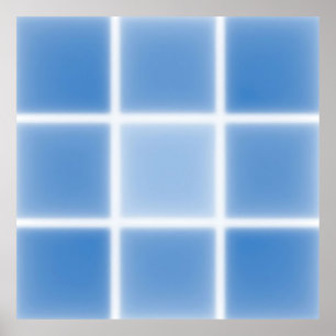 Soft Blue Grid Tile Pattern Poster