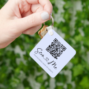 Soft Blue Heart Font QR Code Keychain