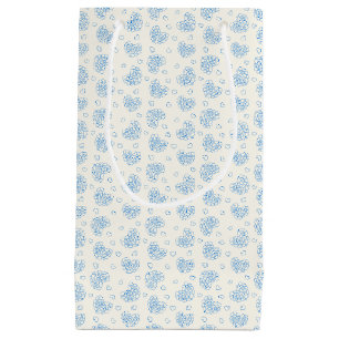 Soft blue hearts pattern &creamy light background  small gift bag