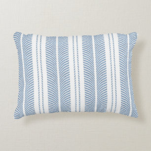 Soft Blue Herringbone Fern Striped Pattern Decorative Cushion