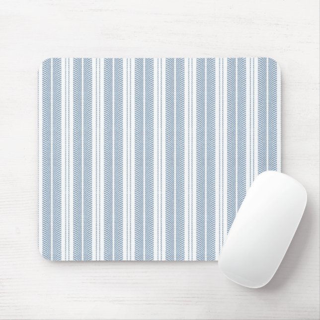 Soft Blue Herringbone Fern Striped Pattern Mouse Pad (With Mouse)