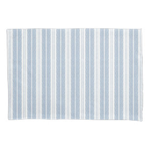 Soft Blue Herringbone Fern Striped Pattern Pillowcase