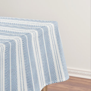 Soft Blue Herringbone Fern Striped Pattern Tablecloth