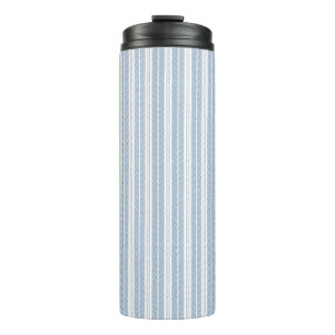 Soft Blue Herringbone Fern Striped Pattern Thermal Tumbler