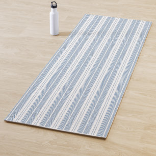 Soft Blue Herringbone Fern Striped Pattern Yoga Mat