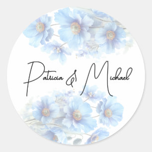 Soft Blue Himalayan Poppy Flower Garden Wedding  Classic Round Sticker