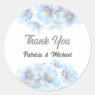 Soft Blue Himalayan Poppy Flower Garden Wedding Classic Round Sticker