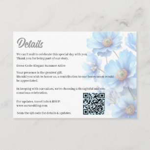 Soft Blue Himalayan Poppy Flower Garden Wedding  Enclosure Card