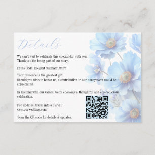 Soft Blue Himalayan Poppy Flower Garden Wedding  Enclosure Card