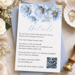 Soft Blue Himalayan Poppy Flower Garden Wedding  Enclosure Card