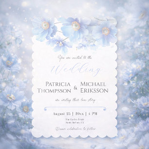 Soft Blue Himalayan Poppy Flower Garden Wedding  Invitation