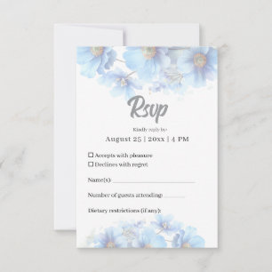 Soft Blue Himalayan Poppy Flower Garden Wedding RSVP Card