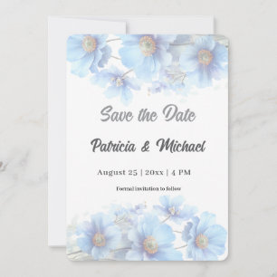Soft Blue Himalayan Poppy Flower Garden Wedding Save The Date