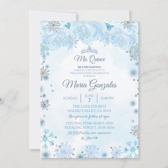 Soft Blue Holiday Season Sweet 15th Birthday Invitation (Front)