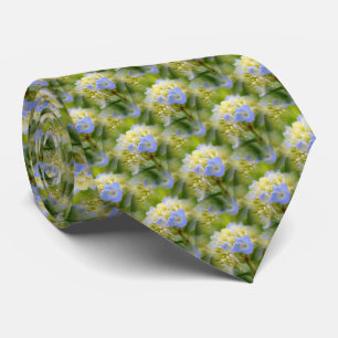Soft Blue Hydrangea Flower Nature Pattern       Tie