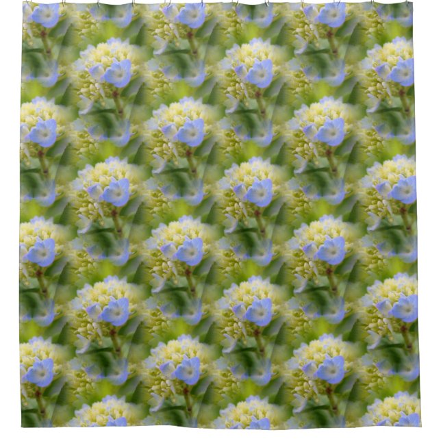 Soft Blue Hydrangea Flower Pattern Nature  Shower Curtain (Front)