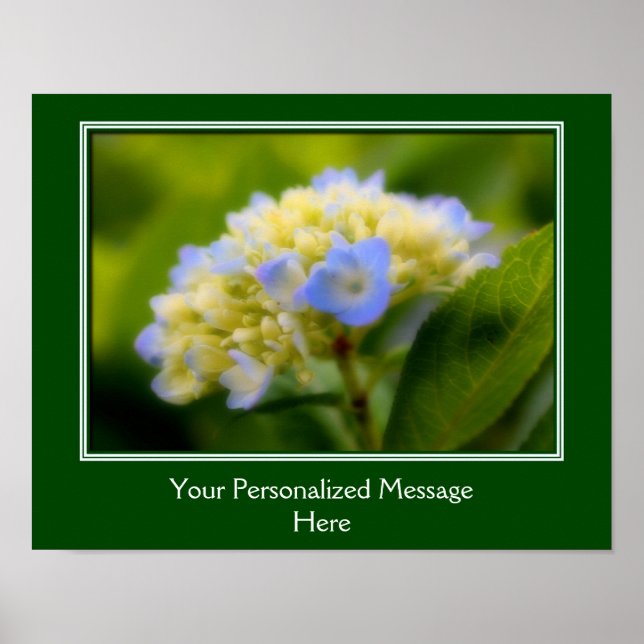 Soft Blue Hydrangea Flower Personalised Poster (Front)