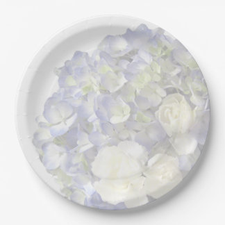 Soft blue hydrangea paper plate