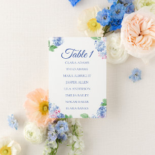 Soft Blue Hydrangea Wedding Seating Chart Card