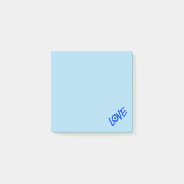 Soft Blue LOVE Message Post-it Notes (Front)