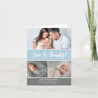 Soft blue Love & Thanks Photo Collage Baby Shower