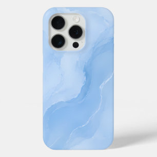 Soft Blue Marble Abstract Pattern iPhone 15 Pro Case
