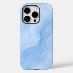 Soft Blue Marble Abstract Pattern iPhone 16 Pro Case