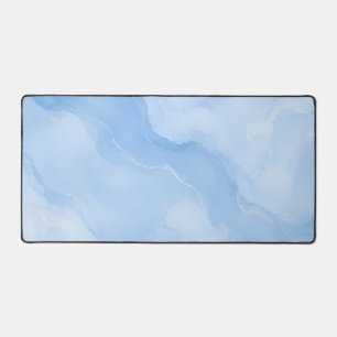 Soft Blue Marble Abstract Pattern Desk Mat