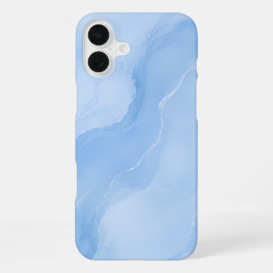 Soft Blue Marble Abstract Pattern iPhone 16 Plus Case