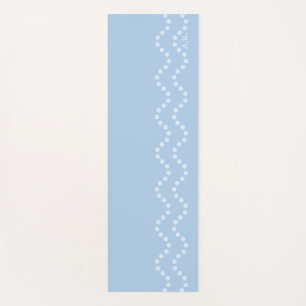 Soft Blue Minimal Dotted Wavy Lines With Initials Yoga Mat