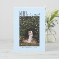 Soft Blue Minimal Merry Married Wedding Two Photo